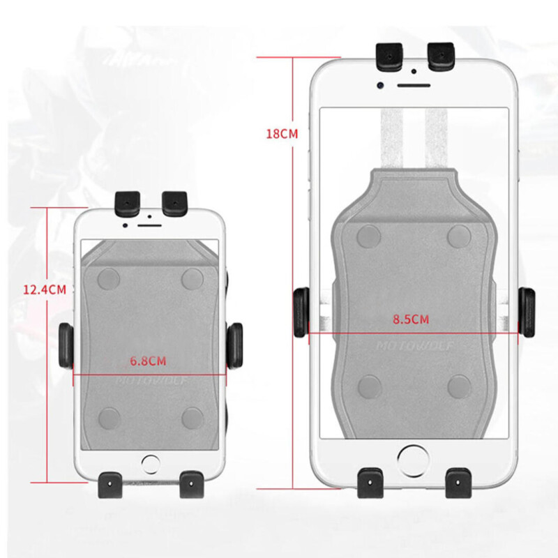 Motowolf USB Şarj Soketli Ayna ve Gidon Bağlantılı Telefon Tutucu